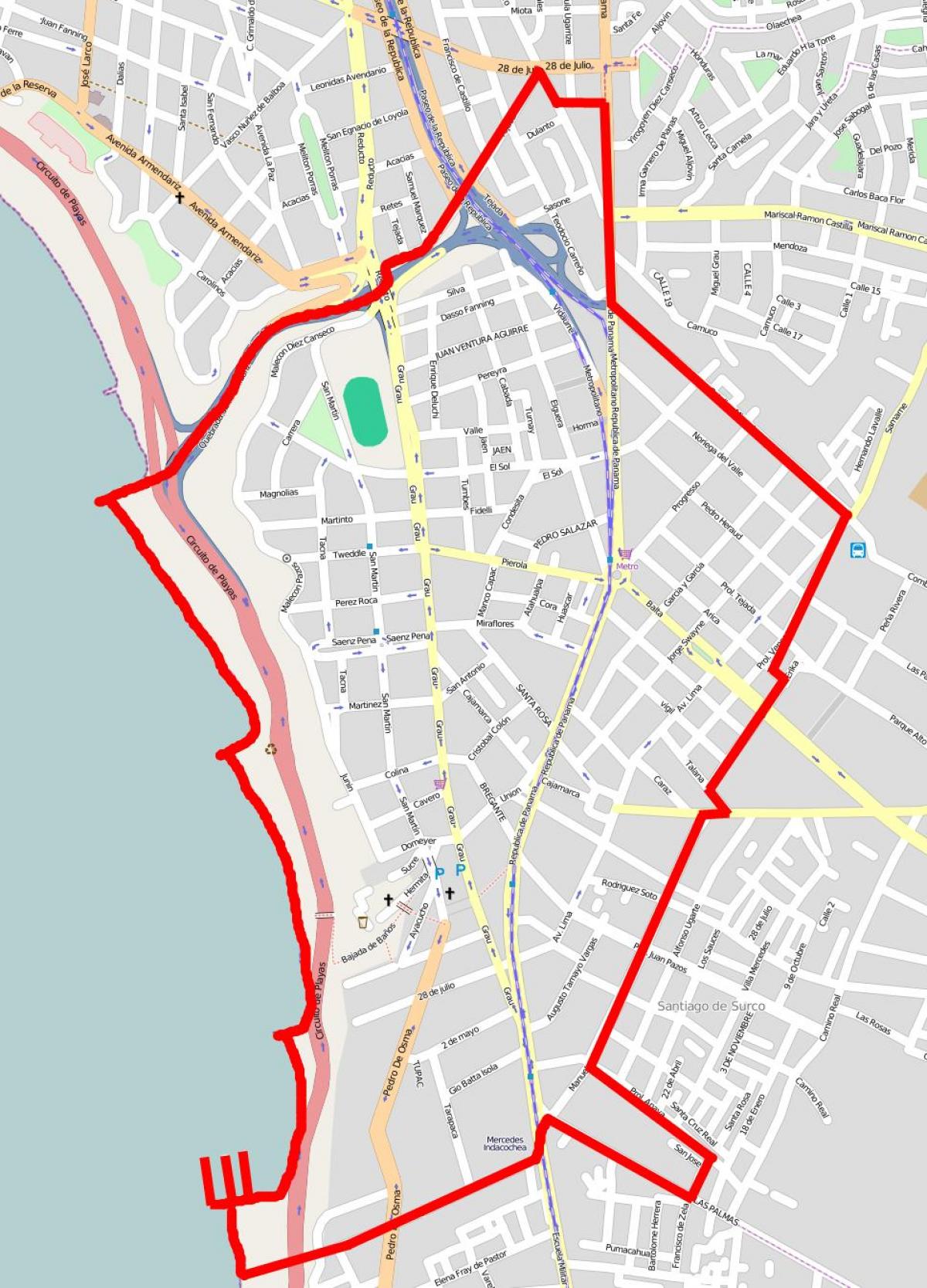 Kort over Lima barranco