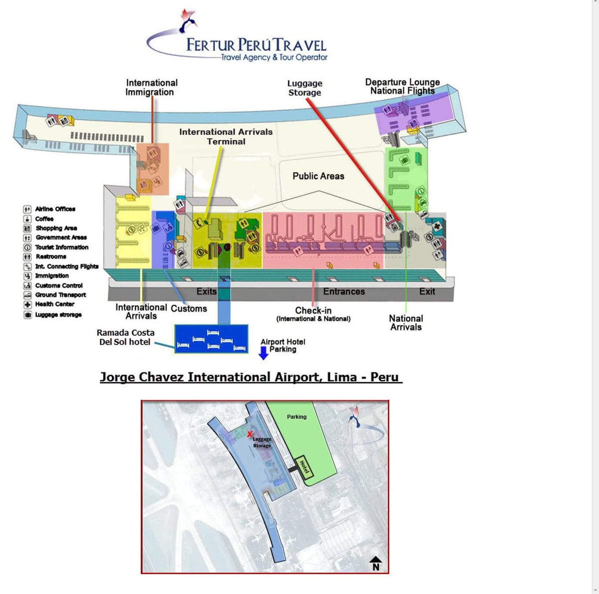 Lima lufthavn terminal kort